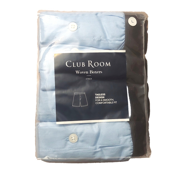 Club Room Men's Light Blue Woven Cotton Tagless 4-Pack Underwear Boxer Size L - Picture 4 of 7